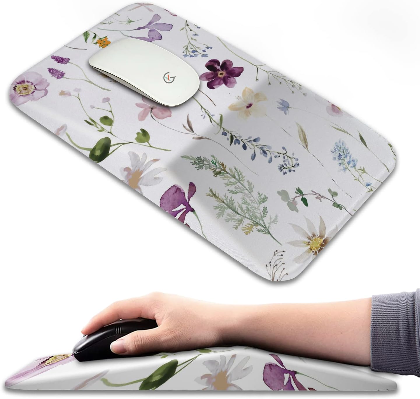 230816082200266_1 KUOSGM Ergonomic Mouse Pad Wrist Support 13 x 8 Inch,Black Design Memory Foam Mousepad with Wrist Rest Pain Relief & Non-Slip PU Base,Office PC Computer Mouse Pads for Wireless Mouse & Desk - Image 1
